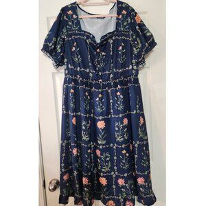 Blue Floral Plus Size Dress